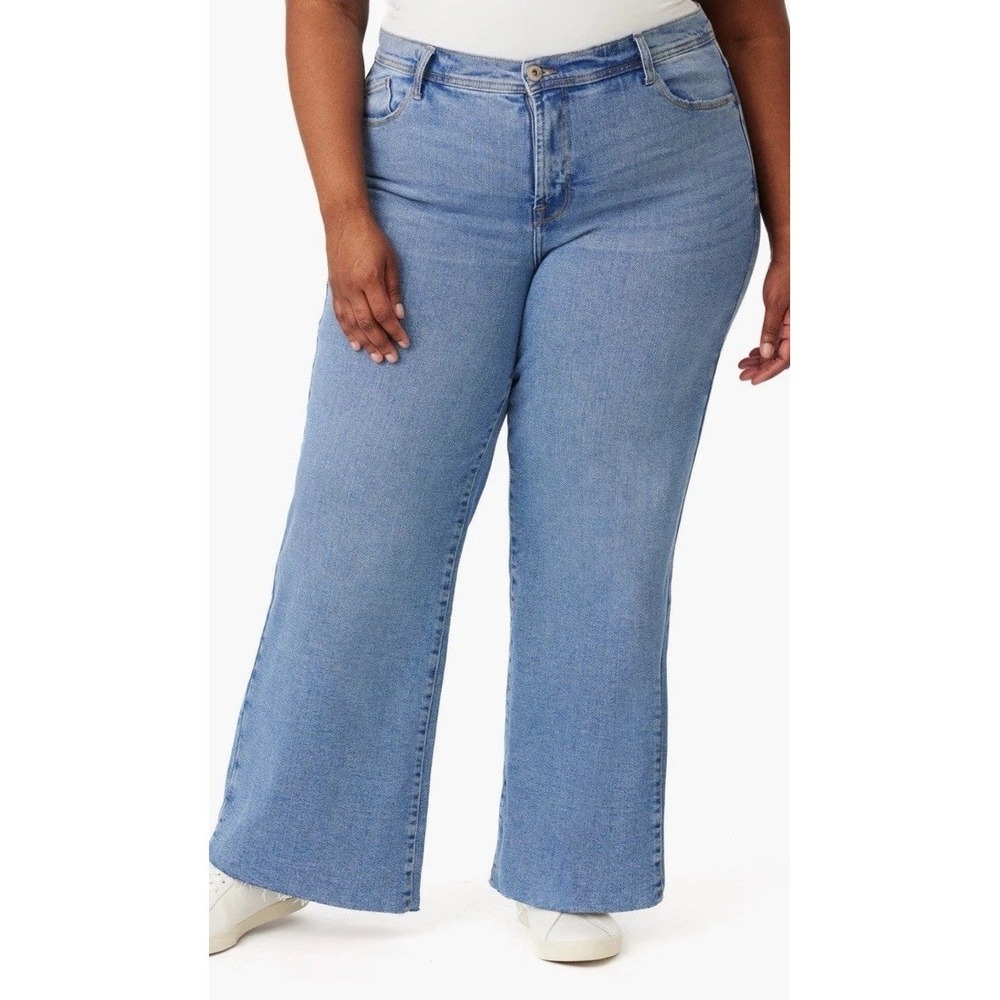 Kensie Kaya High Waist Wide Leg Jeans Plus Size 24 w * NWT Light Wash Was $98!